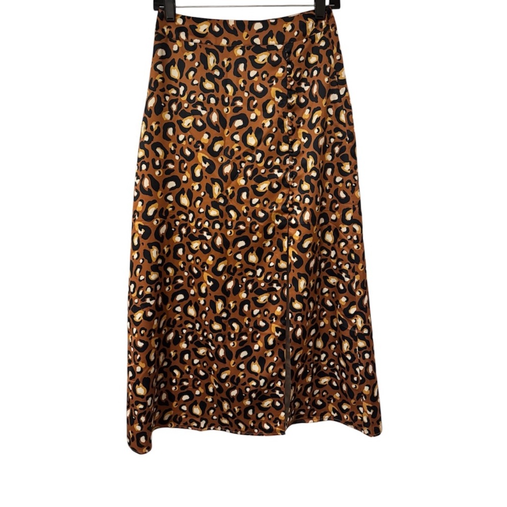 Express Leopard Midi Skirt in Brown and Tan